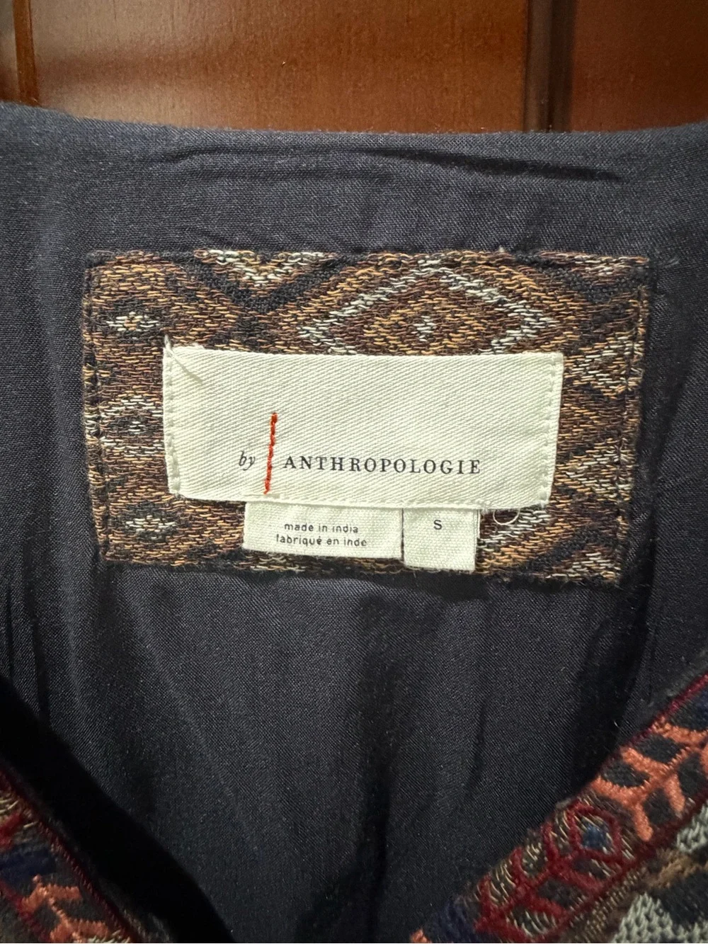 Anthropologie Navy Multi-Print V-Neck Embroidered Tunic Dress - Picture 5 of 9